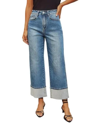 Women's High Waist Stretch Wide Leg Jeans