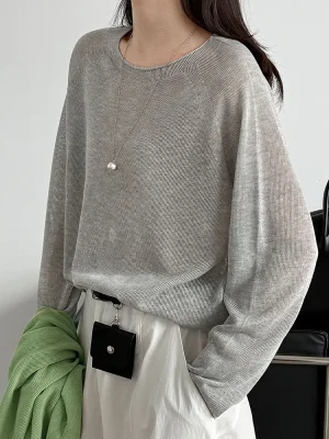 Womens Batwing Sleeve Knit Sweater Hollow Design