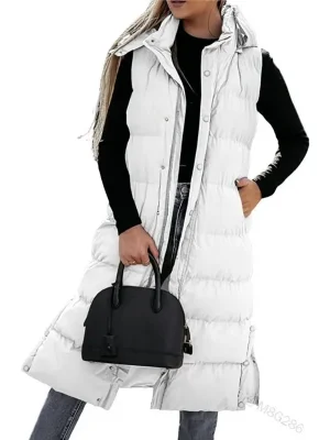 Women’s Hooded Long Vest Coat