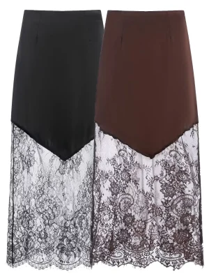 High Waist Patchwork Lace Maxi Skirt