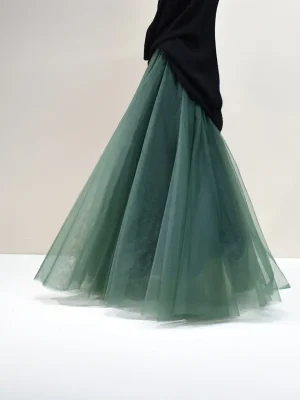Elegant Mesh A-Line Maxi Skirt