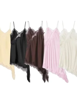 Sexy Lace Spliced Mini Dress Backless V Neck Party Style