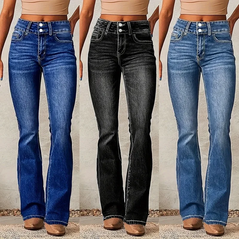 Women's Vintage Stretch Flared Jeans - Image 2