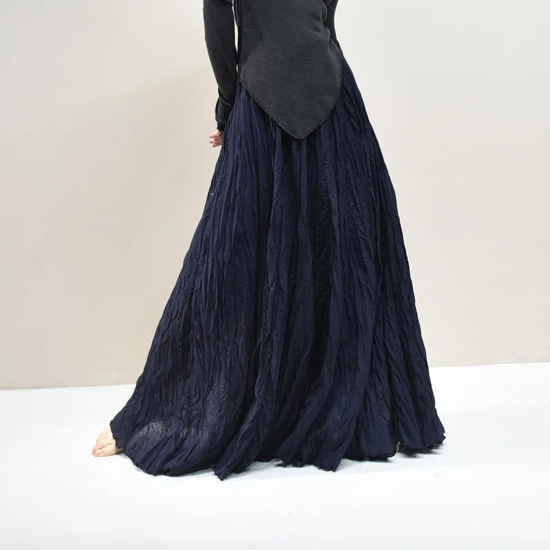 Elegant Pleated A-Line Maxi Skirt - Image 2