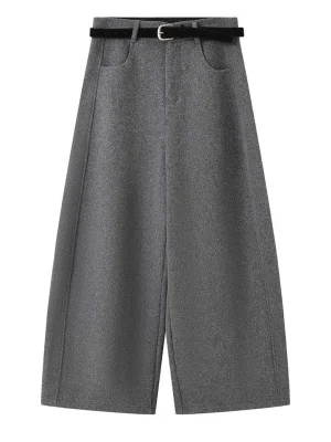 High Waist Wool Wide Leg Pants