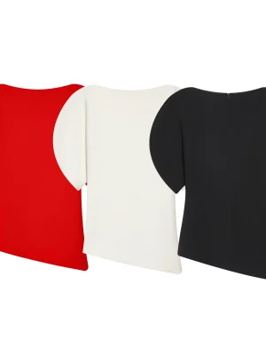 Women Puff Sleeve Asymmetrical Hem O Neck Blouse