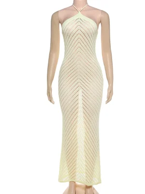 Sexy Halter Knit Maxi Dress