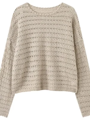Women’s Knit Sweater Hollow Out Loose Batwing Sleeve