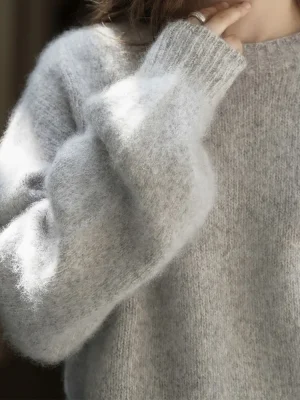 Women’s Warm Wool O-Neck Knit Sweater