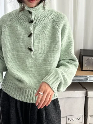 Women’s Stand Collar Thick Knit Cardigan 2026